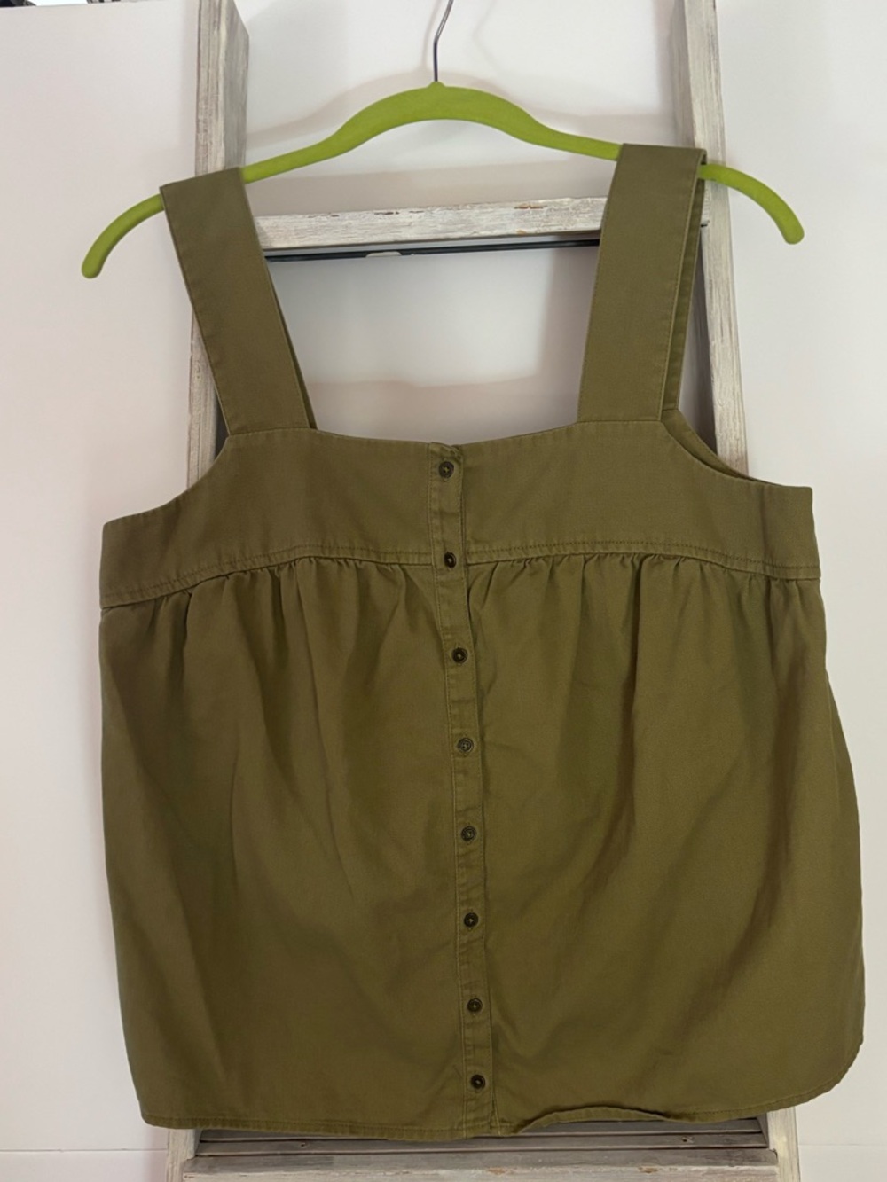 Olive green Women's Button Front tank, Gypsy, earthy, boho, granola